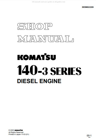 Руководство по ремонту и обслуживанию двигателя SA6D140E-3 для KOMATSU D155AX-5